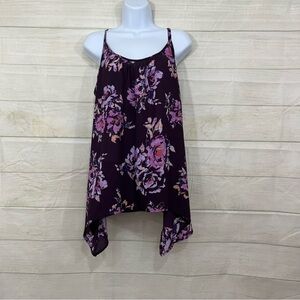 Torrid Purple Floral Shark Bite Hem Sleeveless Top
